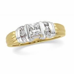 14K Yellow/White Bezel-Set Accented Engagement Ring Mounting  