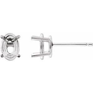 Oval 4-Prong Lightweight Stud Earrings 