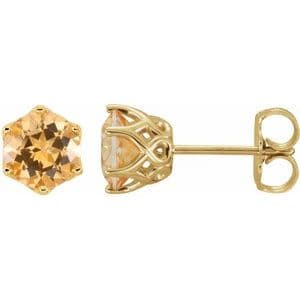 Round 6-Prong Crown Stud Earrings 