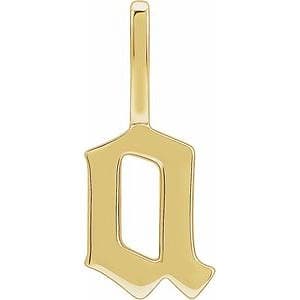 14K Yellow Gothic Initial A Charm/Pendant