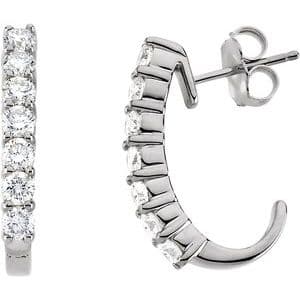 14K Yellow 1/2 CTW Natural Diamond J-Hoop Earrings
