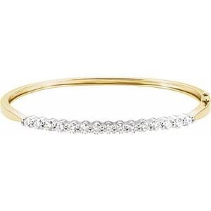 14K White 3.3 mm Round Bangle 7" Bracelet Mounting