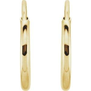 14K Yellow 12 mm Endless Tube Hoop Earring