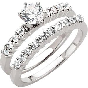 Sterling Silver 6.5 mm Round Cubic Zirconia Engagement & Band