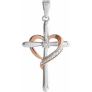 Accented Heart with Cross Pendant 