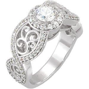 14K White 1/2 CTW Natural Diamond Semi-Set Infinity-Inspired Engagement Ring
