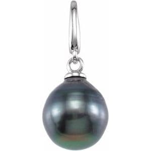 14K White Cultured Gray Tahitian Pearl Charm
