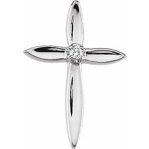 14K White .02 CTW Diamond Cross Lapel Pin